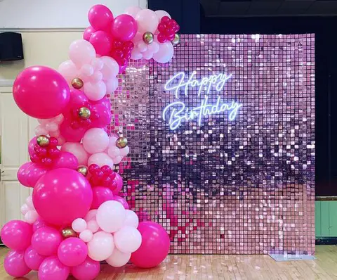 Luxe123 pink square for sequin shimmer wall