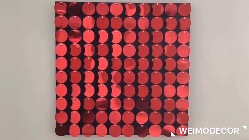 Shimmer wall panel for interior decoration with red sequins Luxe101