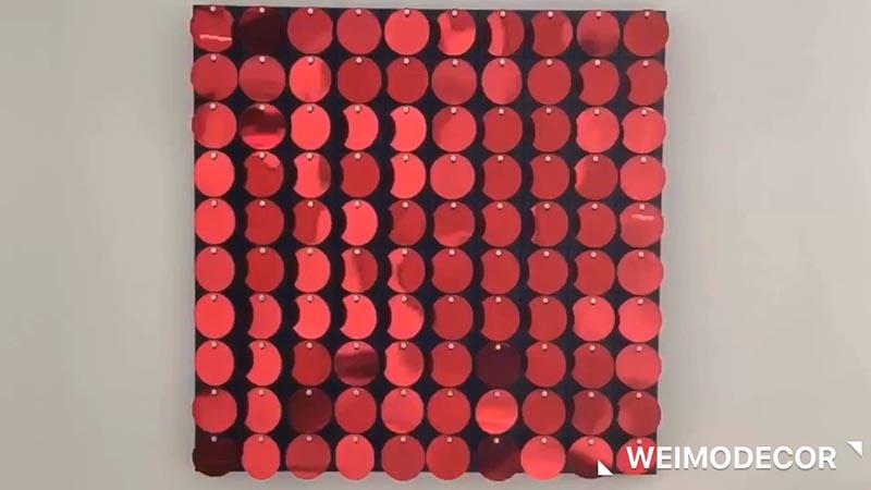 Shimmer wall panel for interior decoration with red sequins Luxe101